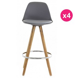 Lot de 4 Chaises Plan de Travail Grise Piétement Chêne KosyForm Lot de 4 Chaises Plan de Travail Grise Piétement Chêne KosyForm