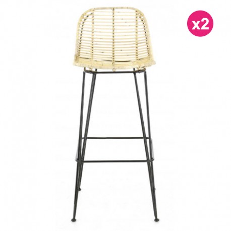 Lot de 2 Tabourets de Bar Natural Kubu Fil KosyForm Lot de 2 Tabourets de Bar Natural Kubu Fil KosyForm