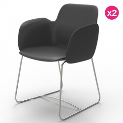 Confezione da 2 sedie VONDOM Pezzettina antracite opaco e metallo