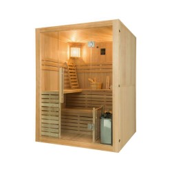 Paquete de sauna tradicional Sense de 4 asientos completo con estufa Harvia 4,5 kW - piedras y accesorios
