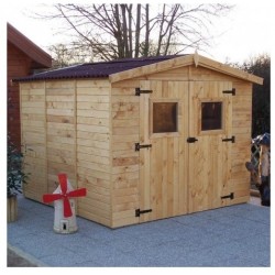 Habrita Solid Wood Garden Shelter 5.76 m2 com piso e telhado em placas de madeira ondulada