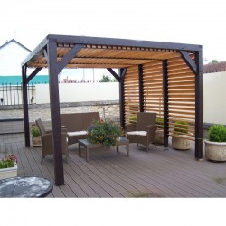 Pérgola de madera habrita con Ventelles extraíbles en roof y un lado 348x310x232 Véneto