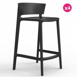 Juego de 4 taburetes encimera Vondom África altura del asiento 65 cm Vondom negro