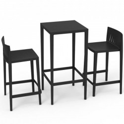 Spritz Tisch und 2 Vondom Hocker, Sitzhöhe 66cm schwarz