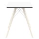 Table à manger Vondom Faz Wood plateau carré blanc et pieds chêne blanchis