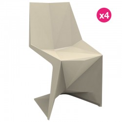 Lot de 4 Chaises Vondom Voxel Futuristes Écru Lot de 4 Chaises Vondom Voxel Futuristes Écru