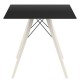 Table à manger Vondom Faz Wood Plateau 80 Carre Noir et Pieds Chêne Blanchi