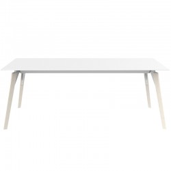 Mesa Vondom Faz Bandeja de Madeira 200x90 Carvalho Branco e Pés