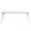 Table Vondom Faz Wood Plateau 200x100 Blanc et Pieds Chêne Blanchi