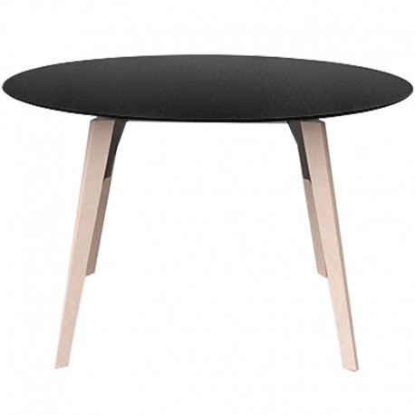 Table Ronde Vondom Faz Wood Plateau Noir et Pieds Chêne Blanchis Diamètre 120cm H74cm Table Ronde Vondom Faz Wood Plateau Noir et Pieds Chêne Blanchis Diamètre 120cm H74cm