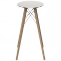 Hoge tafel Vondom Faz Houten Blad Rond Hpl Wit en Zwart Rand met Natuurlijke Eiken Voeten Diameter 60 x H105cm