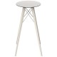 Table Haute Vondom Faz Wood Plateau Rond Hpl Blanc et Bord Noir avec Pieds Chene Blanchi Diamètre 50 x H105cm