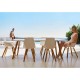 Table Haute Vondom Faz Wood Plateau Rond Hpl Blanc et Bord Noir avec Pieds Chene Blanchi Diamètre 50 x H105cm