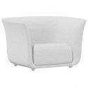 Armchair Vondom design Suave in white water-repellent fabric Snow 1041