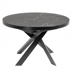Table extensible 120 à 190x100 plateau rond grès cérame noir gris KosyForm Table extensible 120 à 190x100 plateau rond grès cérame noir gris KosyForm