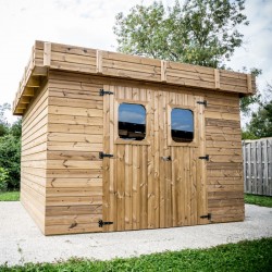 Gartenhaus Habrita Thizy aus thermobehandeltem Holz 11,53 m2 mit Stahldach