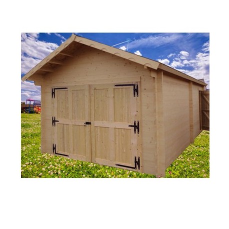 Garage en bois massif Habrita 24,23m2 en madriers de 60mm