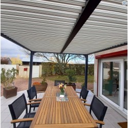 Bioclimatic pergola Habrita 21.5 m2 Anthracite aluminium and roof with ecru slats