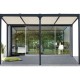 Pergola bioclimatica Habrita 21,5 m2 Alluminio antracite e tetto con doghe ecru