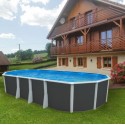 Oberirdischer Pool TOI Ibiza oval 730x366x132 mit komplettem Anthrazit-Kit