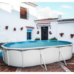 Oberirdischer Pool TOI Mallorca oval 640x366xH120 mit komplettem Kit Weiß
