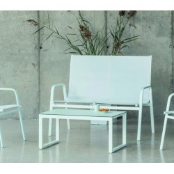 Muebles de jardín Avalon -7 HPL Aluminio Blanco y textileno 4 plazas Hevea