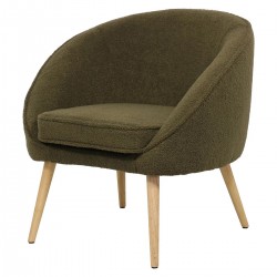 Poltrona Fira efeito cacho base Khaki Seringueira maciça VeryForma