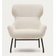 Fauteuil Lina en tissu bouclette blanche et acier VeryForma