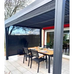 Pergola Bioclimatique 2 Rideaux côté 10,80 m2 aluminium anthracite Habrita