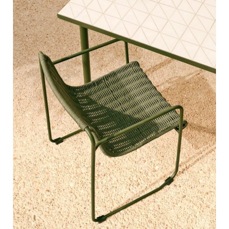 Chaise de jardin Rina en acier vert et corde verte VeryForma