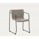 Arvin Swirl stoel in beige chenille stof en VeryForma eikenhouten poten