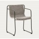 Arvin Swirl stoel in beige chenille stof en VeryForma eikenhouten poten