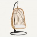 Kate Sedia Sospesa in Rattan Naturale e Acciaio Grigio Scuro VeryForma